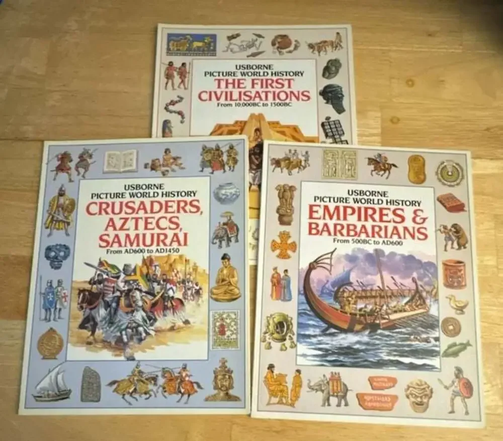 Set of 3 Usborne Picture World History Books: First Civilisations, Empires & Bar